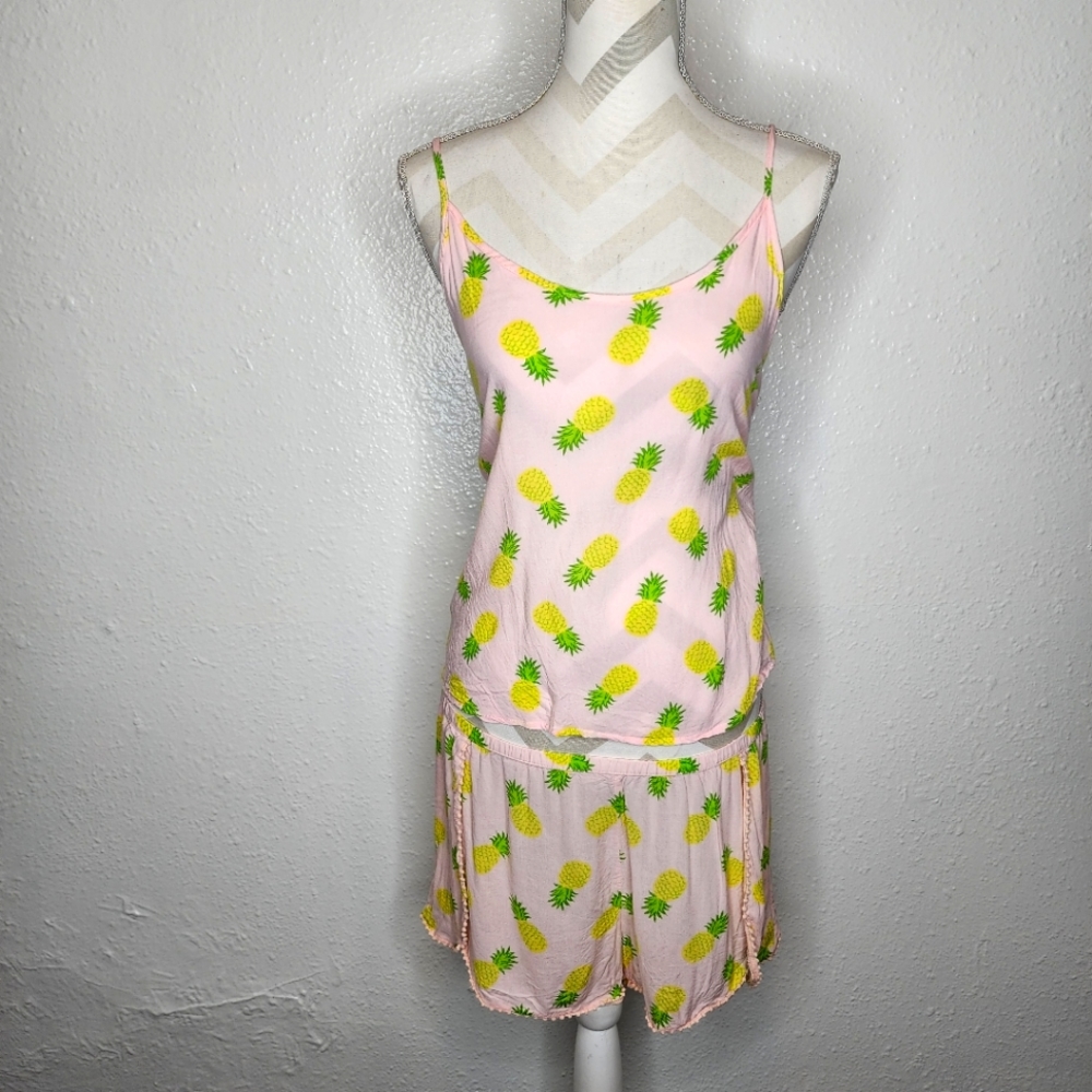 Make+Model Pineapple Shorts and Tank Top PJ set Size XL